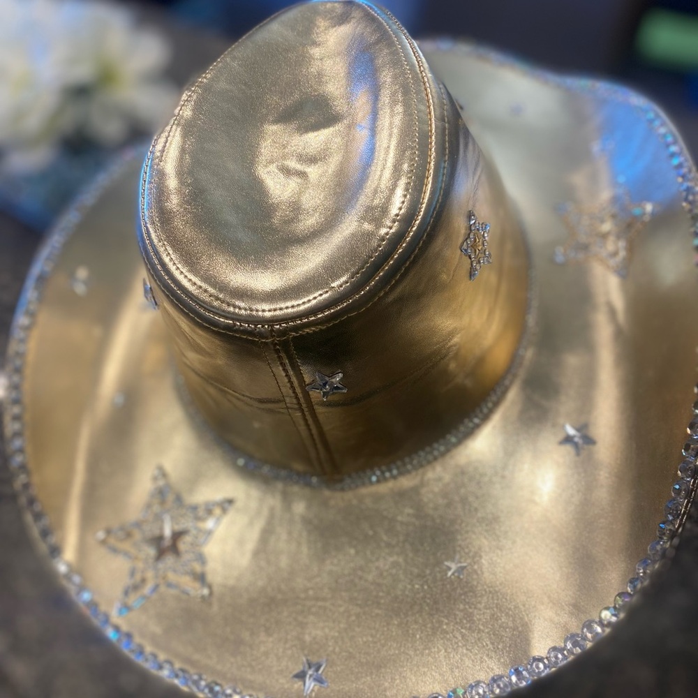 Gold Cowboy Hat with Star Accents custom made cowgirl